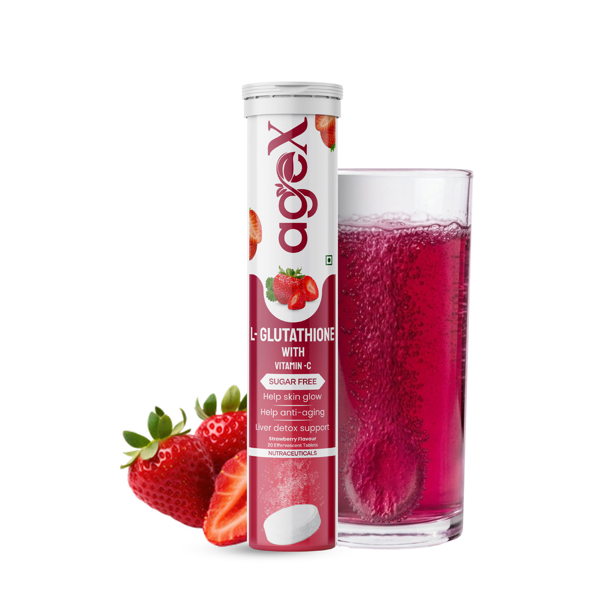 AgeX L-Glutathione 500mg + Vitamin C Tablets - Skin Brightening