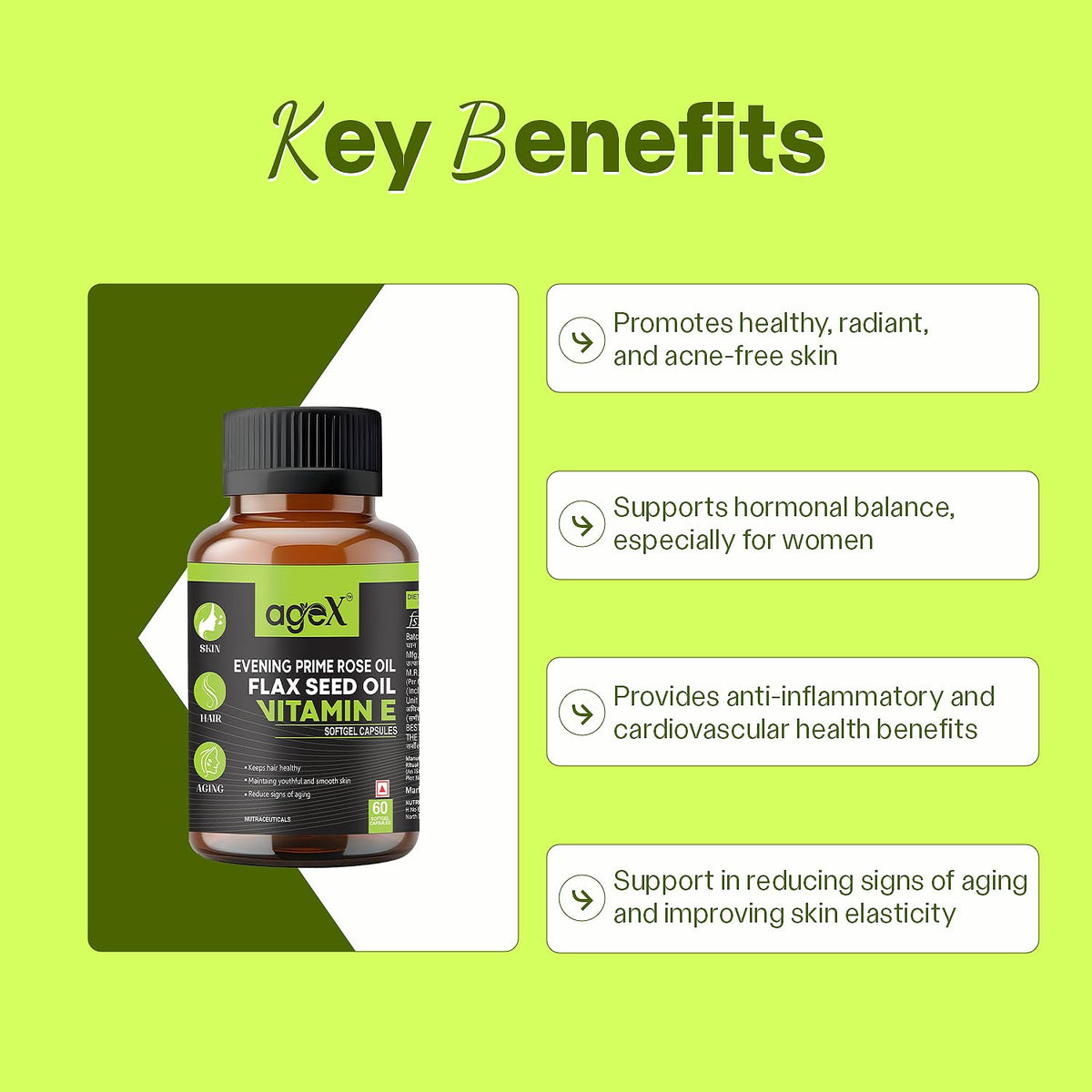 AgeX Vitamin E + Evening Primrose Oil - Skin & Hormonal Balance