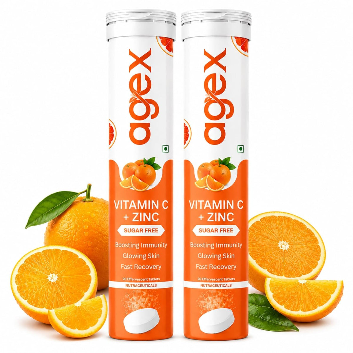 AgeX Vitamin C + Zinc Tablets - 1000mg Immunity Booster