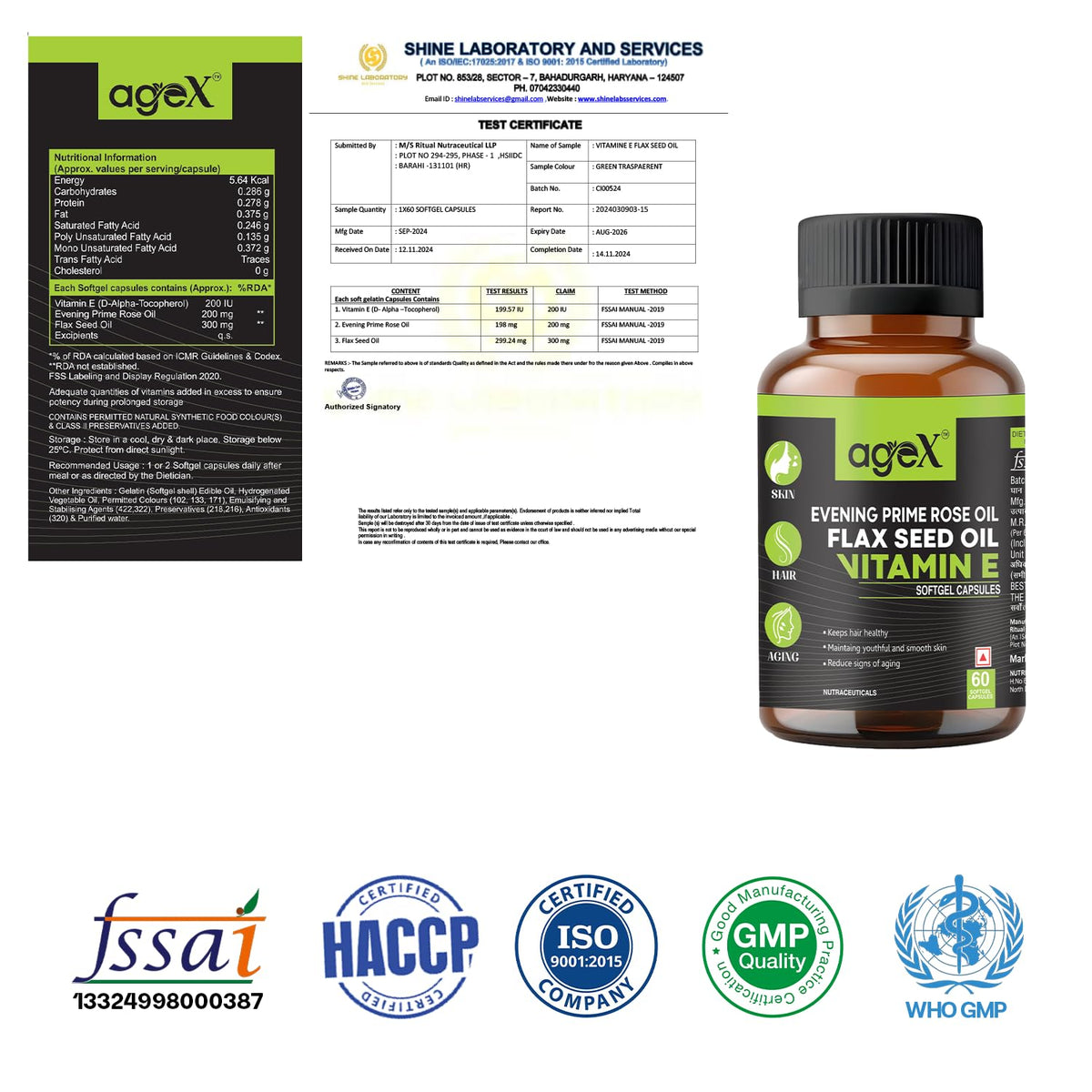 AgeX Vitamin E + Evening Primrose Oil - Skin & Hormonal Balance