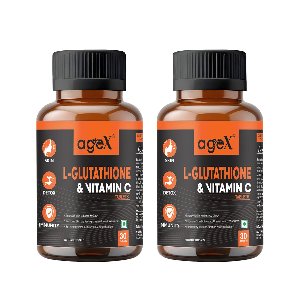 AgeX L-Glutathione 500mg + Vitamin C - Skin Brightening 2