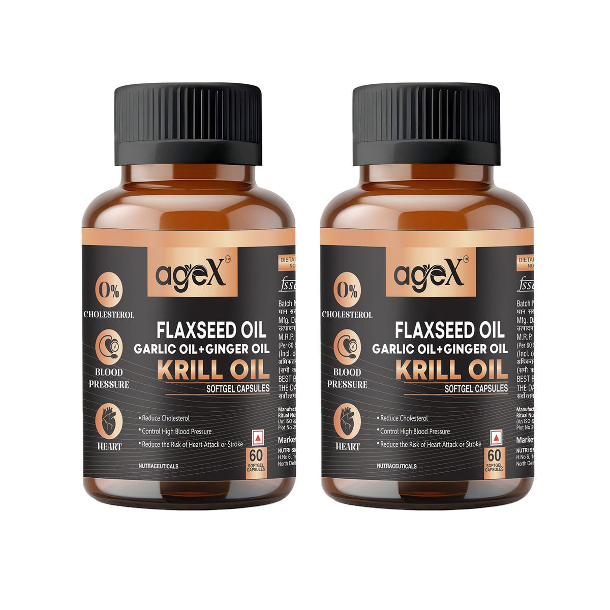 AgeX Flex Power - Flaxseed, Garlic, Ginger & Krill Oil 2
