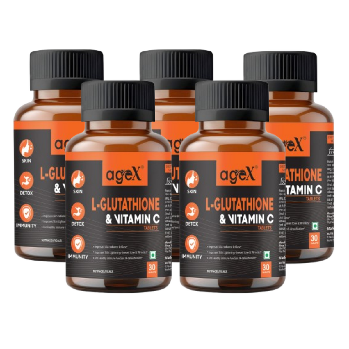 AgeX L-Glutathione 500mg + Vitamin C - Skin Brightening 5