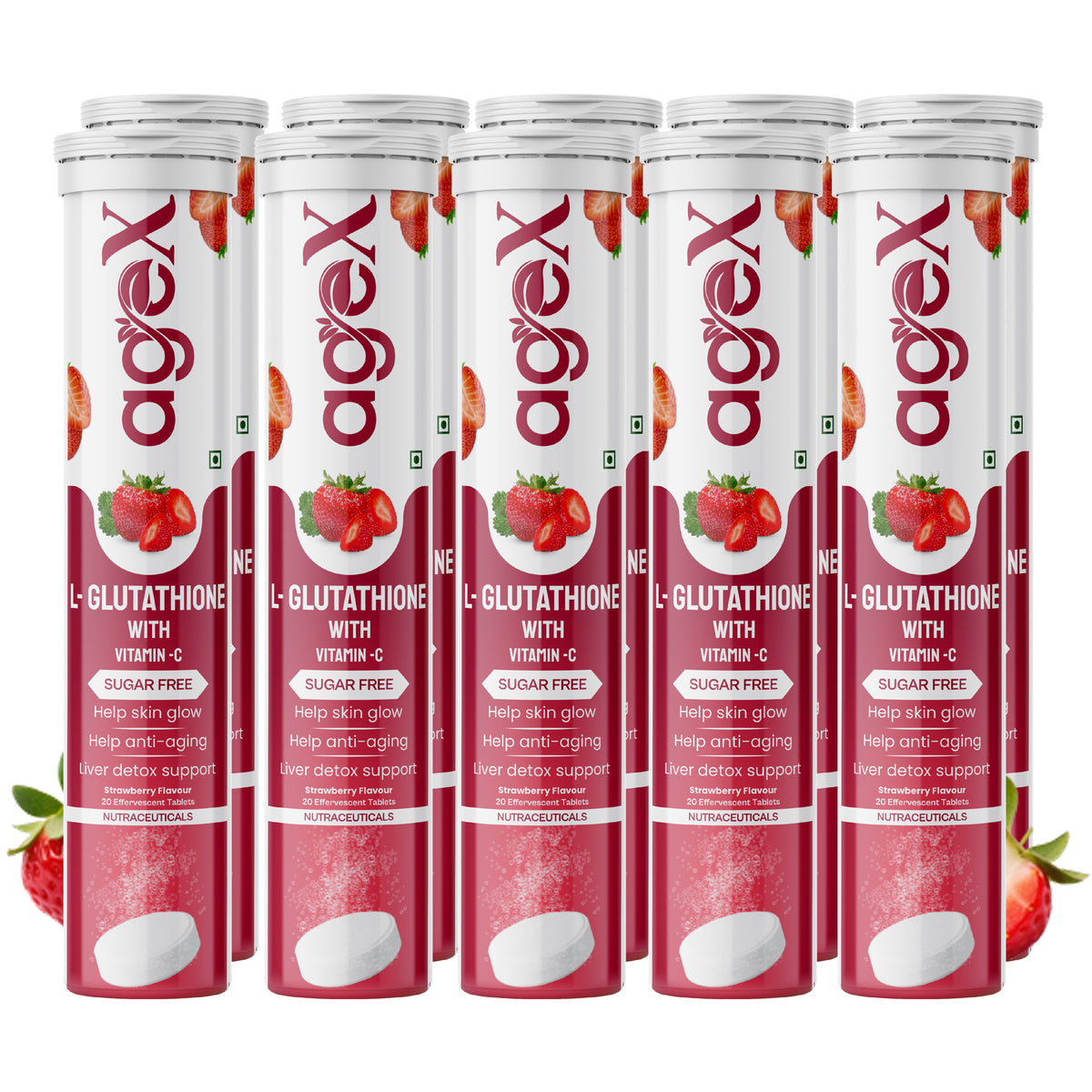 AgeX L-Glutathione 500mg + Vitamin C Tablets - Skin Brightening