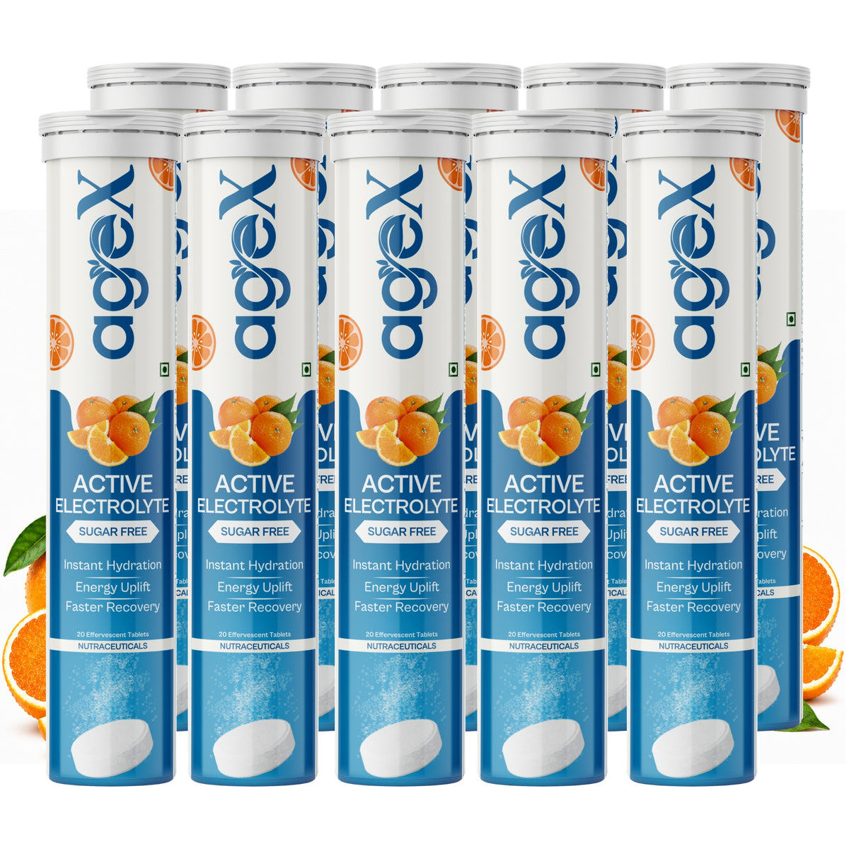AgeX Electrolyte Tablets - Zero Sugar Rapid Hydration | Tangy Orange
