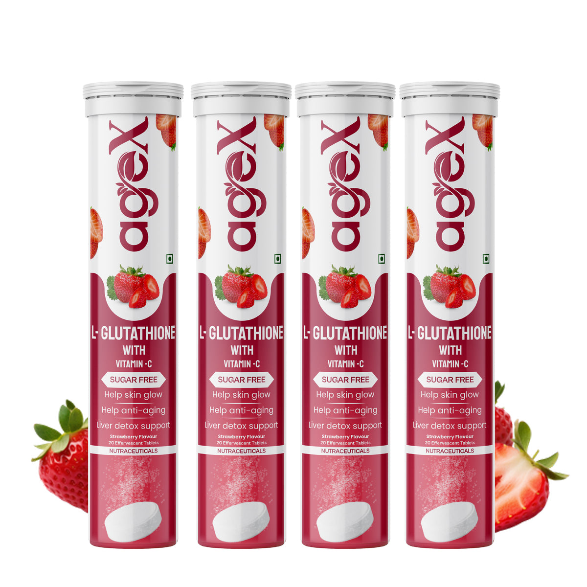 AgeX L-Glutathione 500mg + Vitamin C Tablets - Skin Brightening