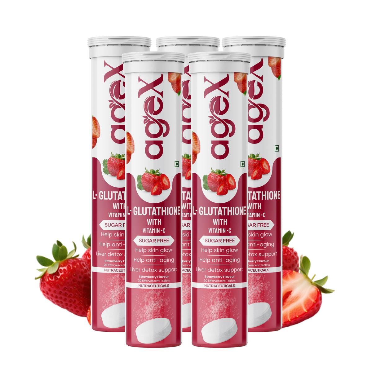 AgeX L-Glutathione 500mg + Vitamin C Tablets - Skin Brightening