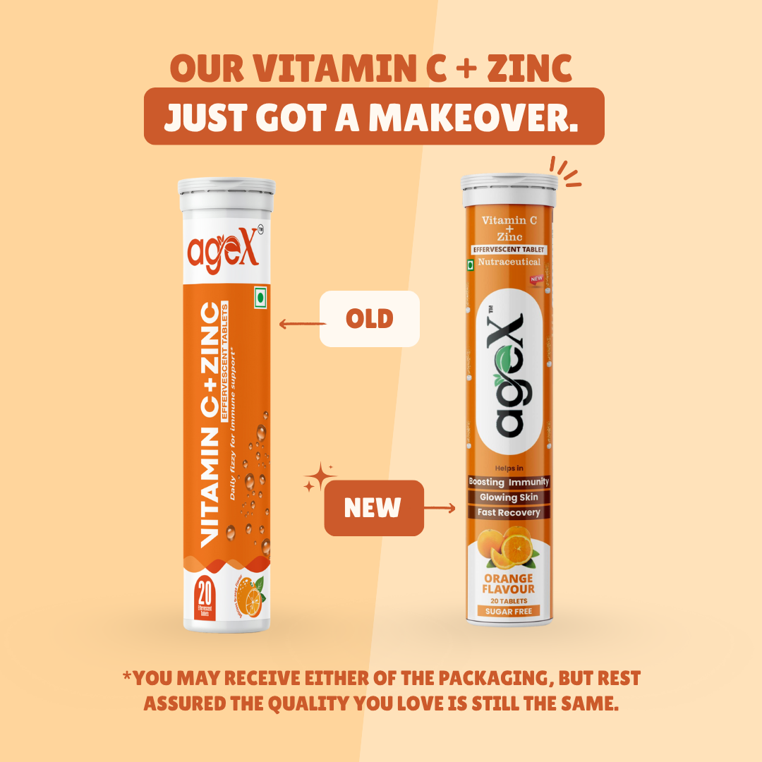 AgeX Vitamin C + Zinc Tablets - 1000mg Immunity Booster