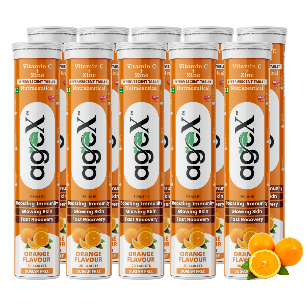 AgeX Vitamin C + Zinc Tablets - 1000mg Immunity Booster 10