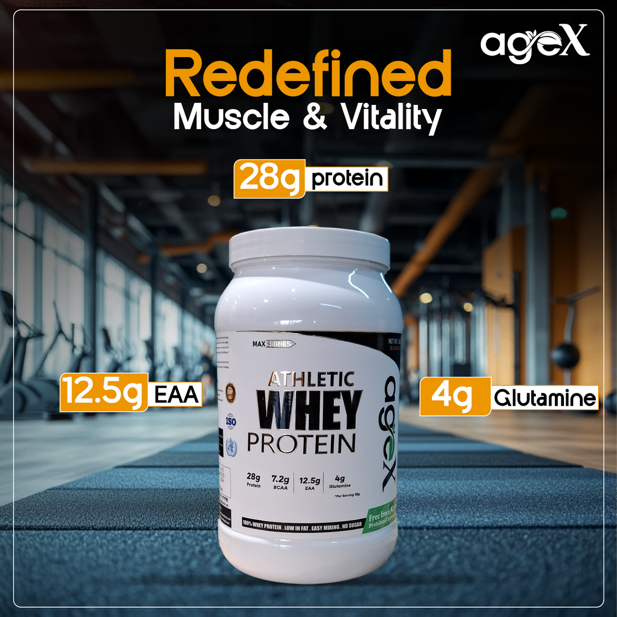AgeX Athletic Whey Protein Isolate - 28g Protein