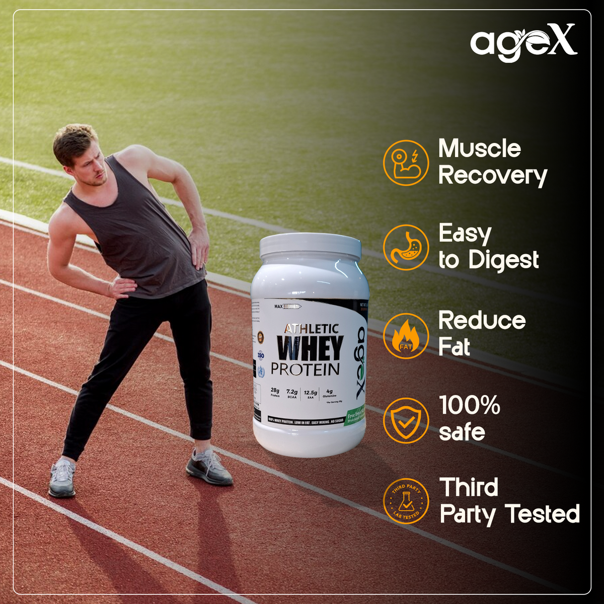AgeX Athletic Whey Protein Isolate - 28g Protein