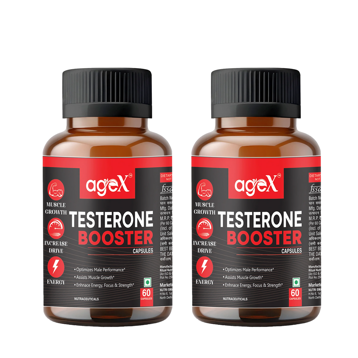 AgeX Testosterone Booster for Men - 60 Capsules 2