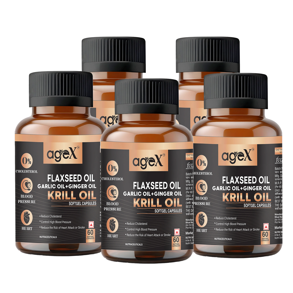 AgeX Flex Power - Flaxseed, Garlic, Ginger & Krill Oil 5