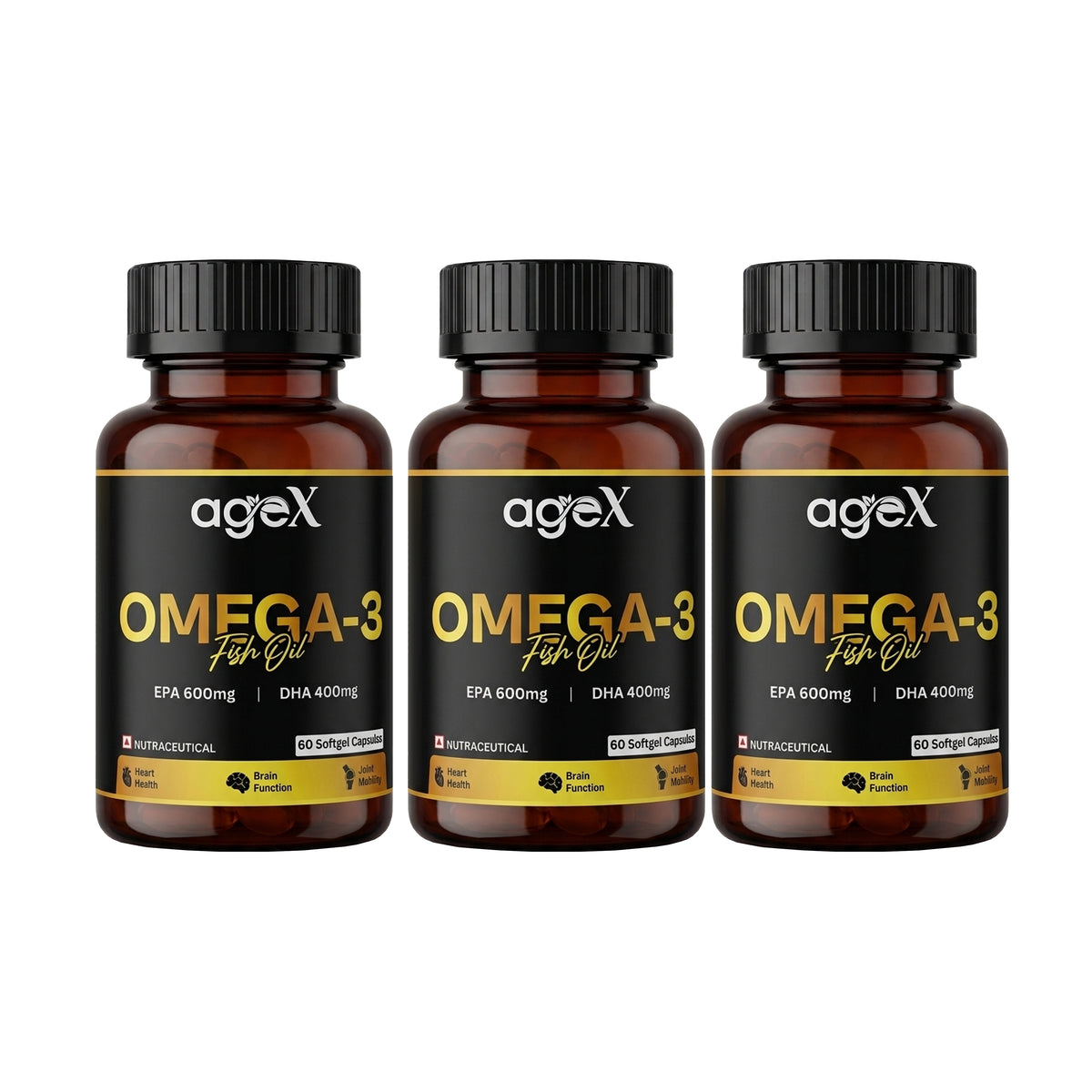 AgeX Omega-3 Fish Oil - 600mg EPA + 400mg DHA