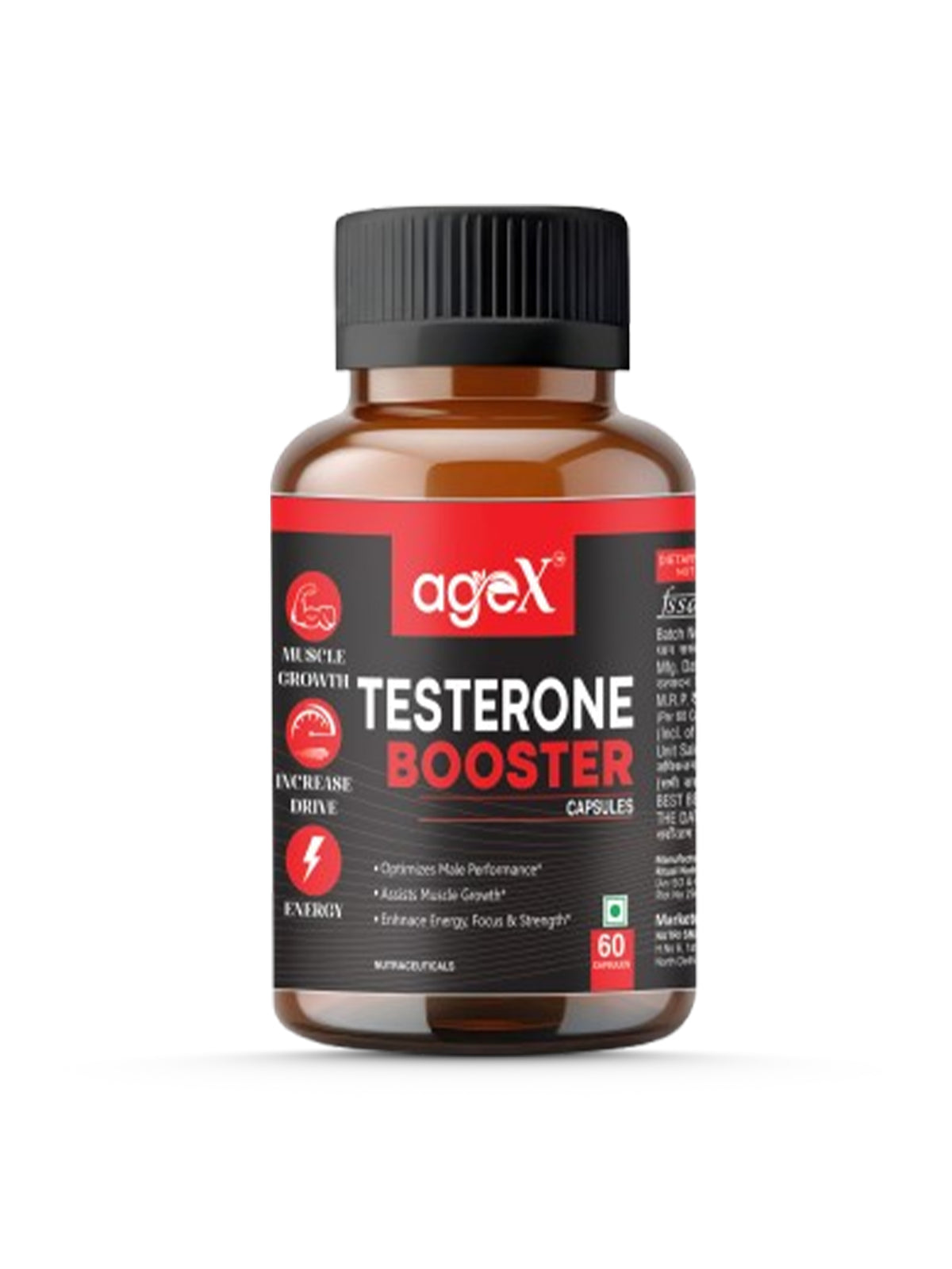 AgeX Testosterone Booster for Men - 60 Capsules