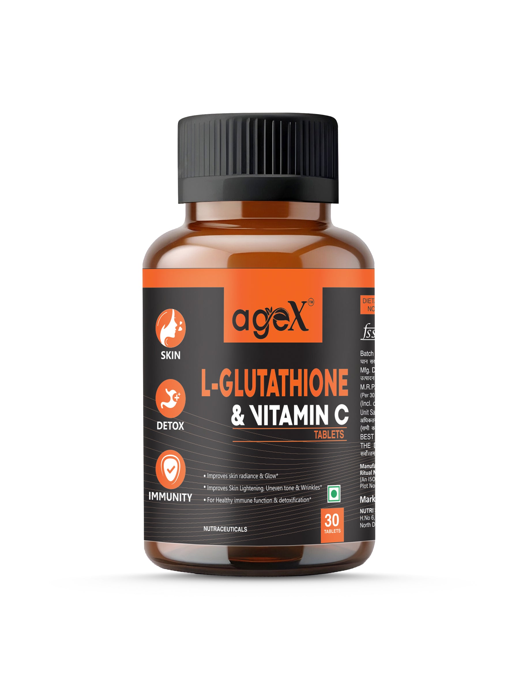 AgeX L-Glutathione 500mg + Vitamin C - Skin Brightening AgeX L-Glutathione 500mg + Vitamin C - Skin Brightening