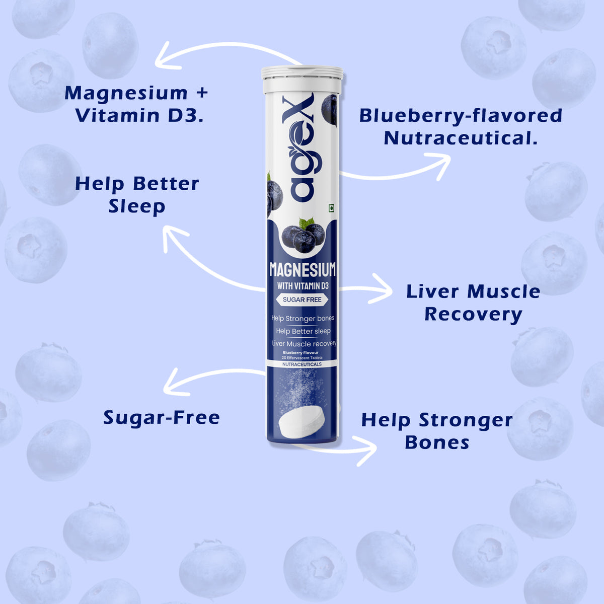AgeX Magnesium + Vitamin D3 Tablets - Liver Muscle Recovery