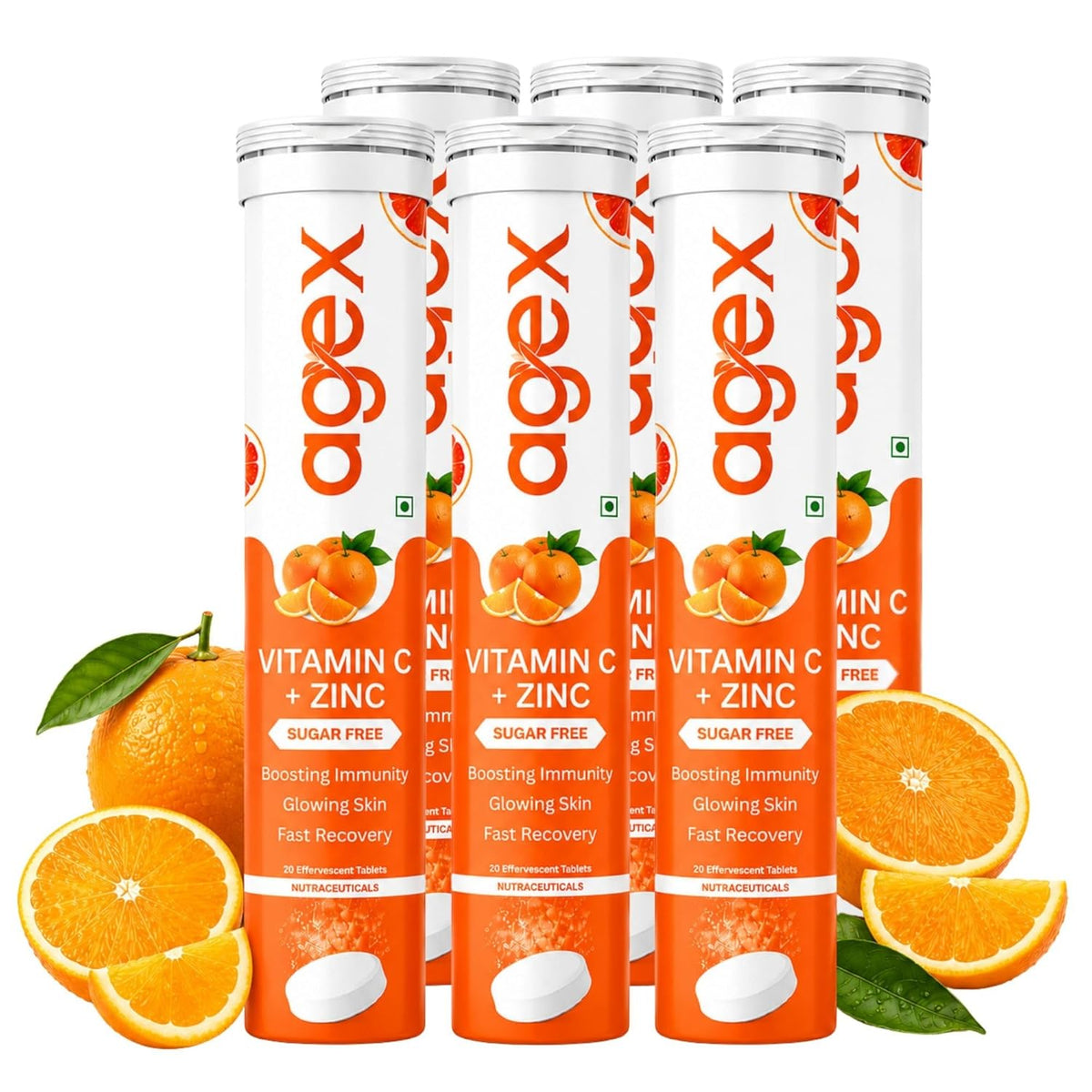 AgeX Vitamin C + Zinc Tablets - 1000mg Immunity Booster