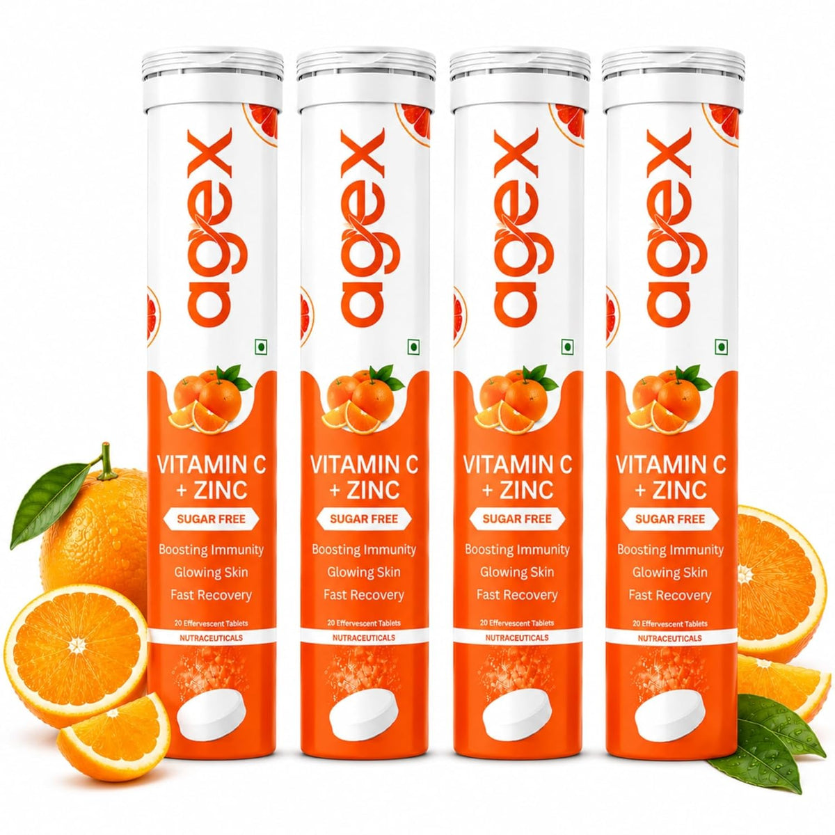 AgeX Vitamin C + Zinc Tablets - 1000mg Immunity Booster
