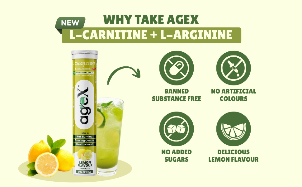 l carnitine vs l arginine for fat loss AgeX L-Carnitine + L-Arginine Effervescent Tablets