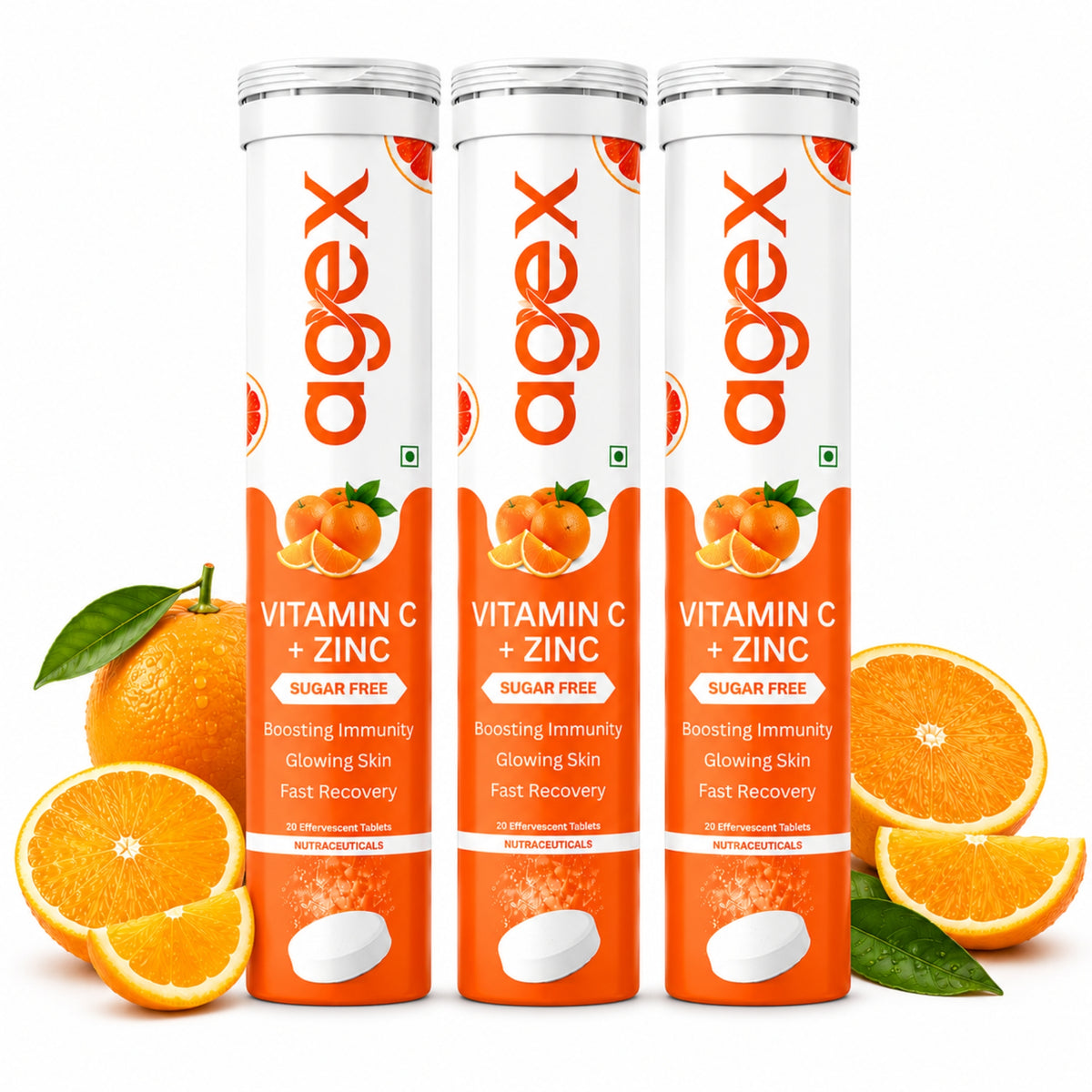 AgeX Vitamin C + Zinc Tablets - 1000mg Immunity Booster