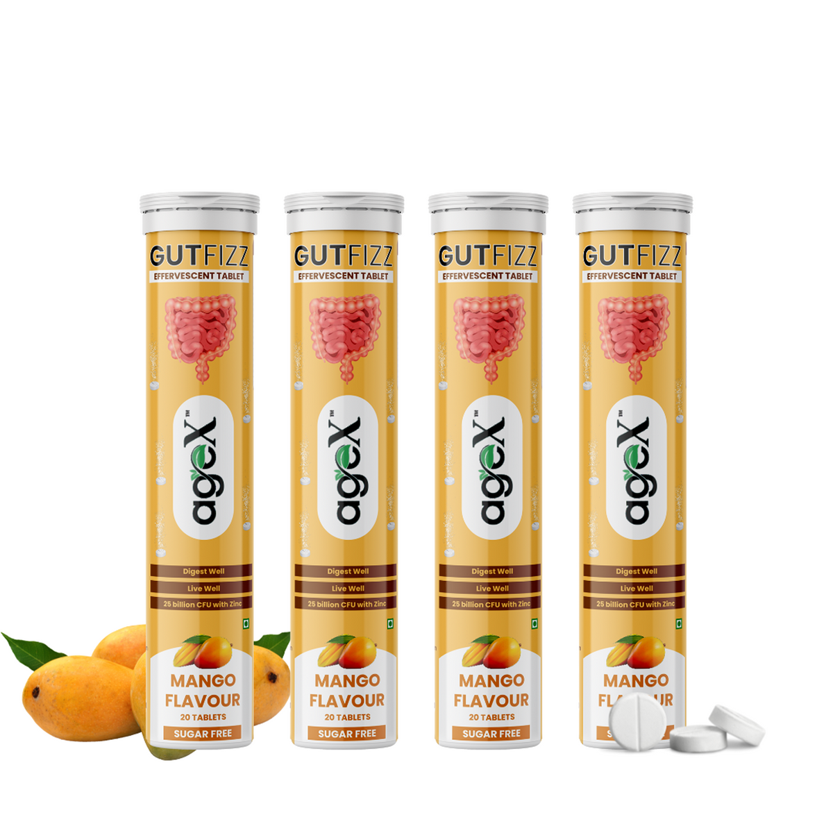 Active GUTFIZZ Probiotic Effervescent Tablets – Mango Flavor