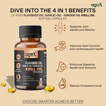 AgeX Flex Power Capsules - Joint, Heart, and Digestive Health Support with Omega-3, Flaxseed Oil, Garlic, Ginger, and Krill Oil