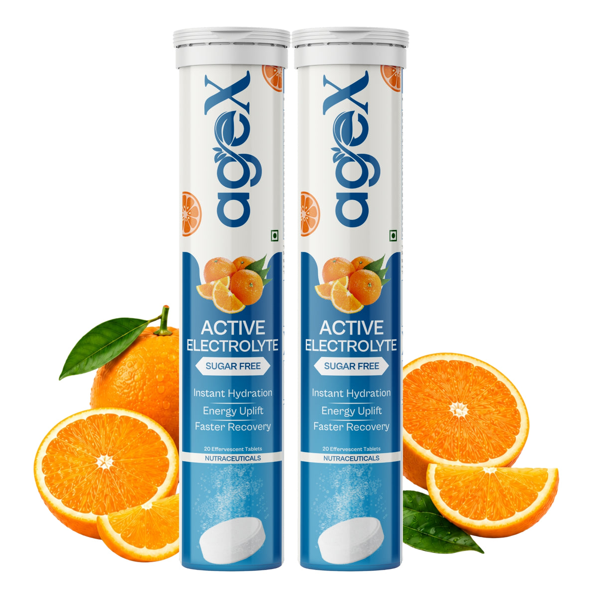 AgeX Electrolyte Tablets - Zero Sugar Rapid Hydration | Tangy Orange