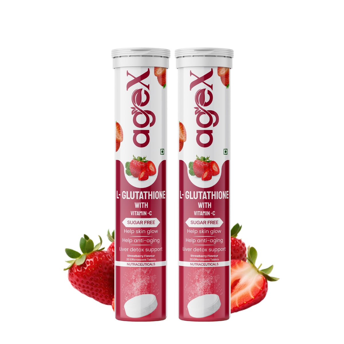 AgeX L-Glutathione 500mg + Vitamin C Tablets - Skin Brightening