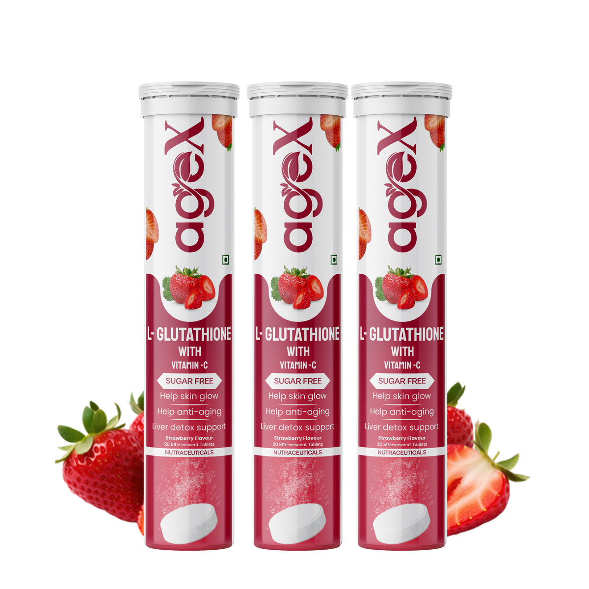 AgeX L-Glutathione 500mg + Vitamin C Tablets - Skin Brightening
