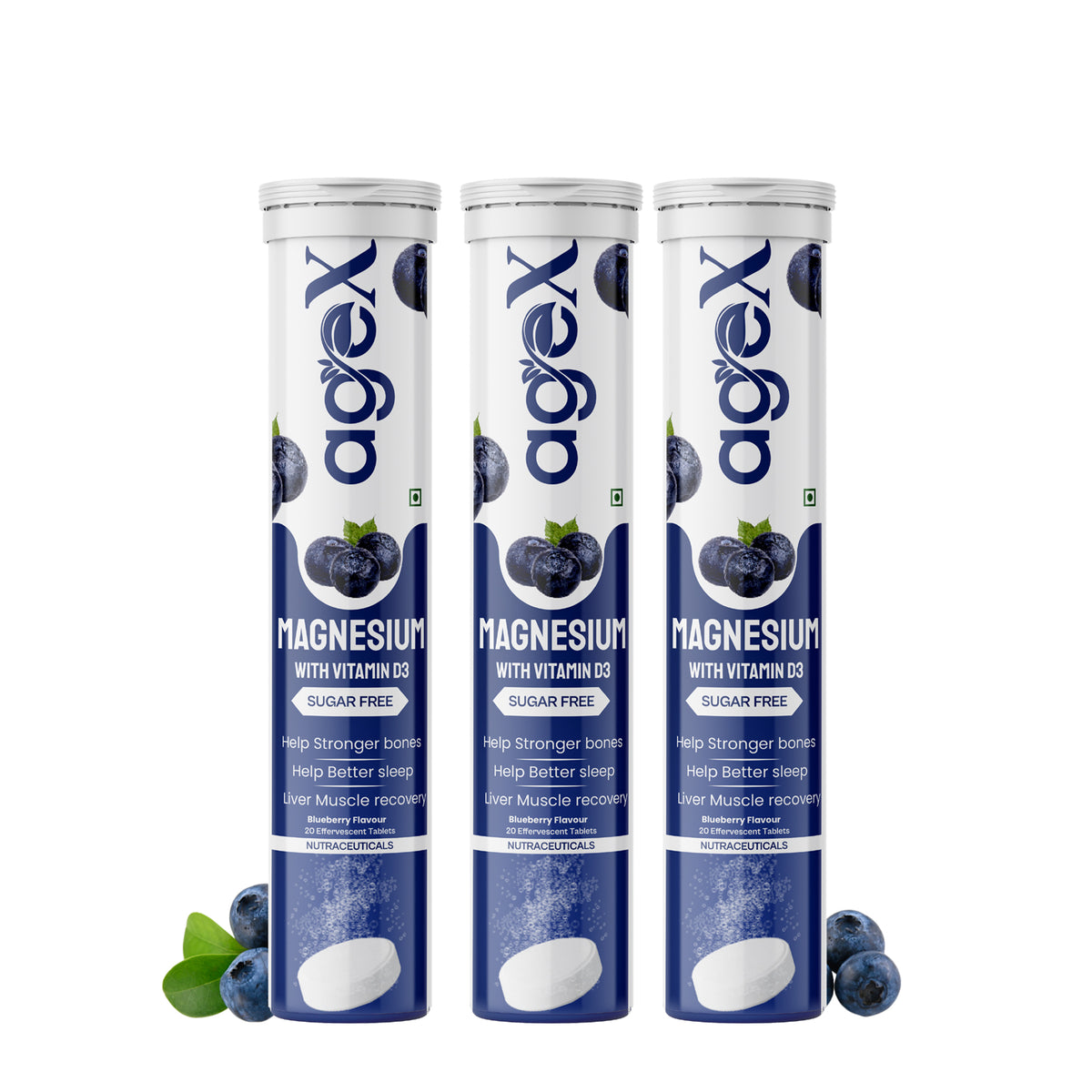AgeX Magnesium + Vitamin D3 Tablets - Liver Muscle Recovery