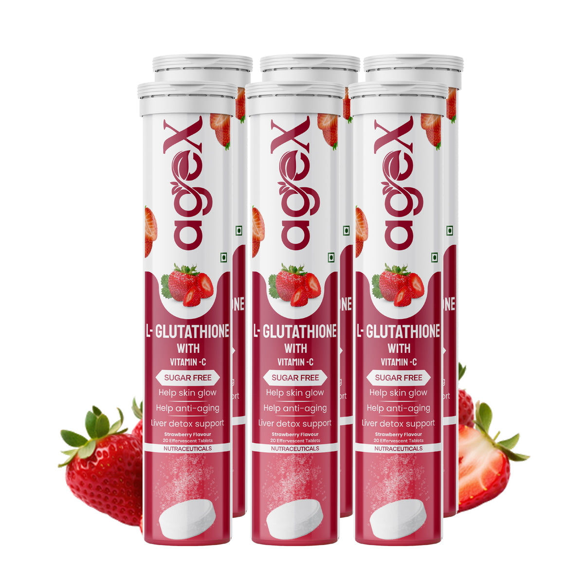 AgeX L-Glutathione 500mg + Vitamin C Tablets - Skin Brightening