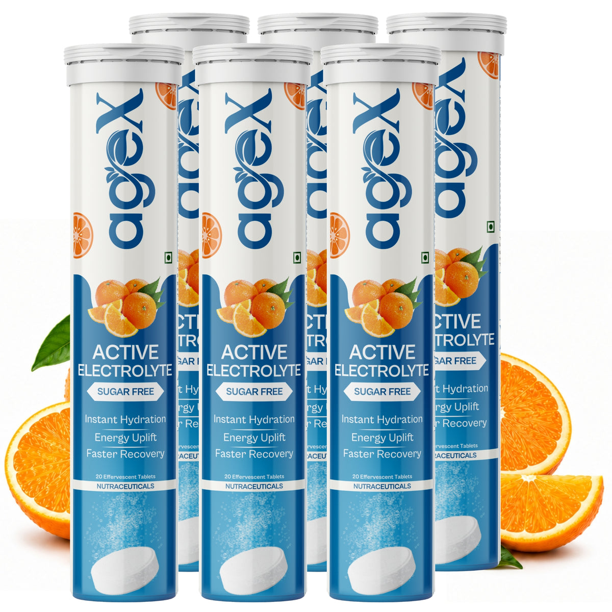 AgeX Electrolyte Tablets - Zero Sugar Rapid Hydration | Tangy Orange
