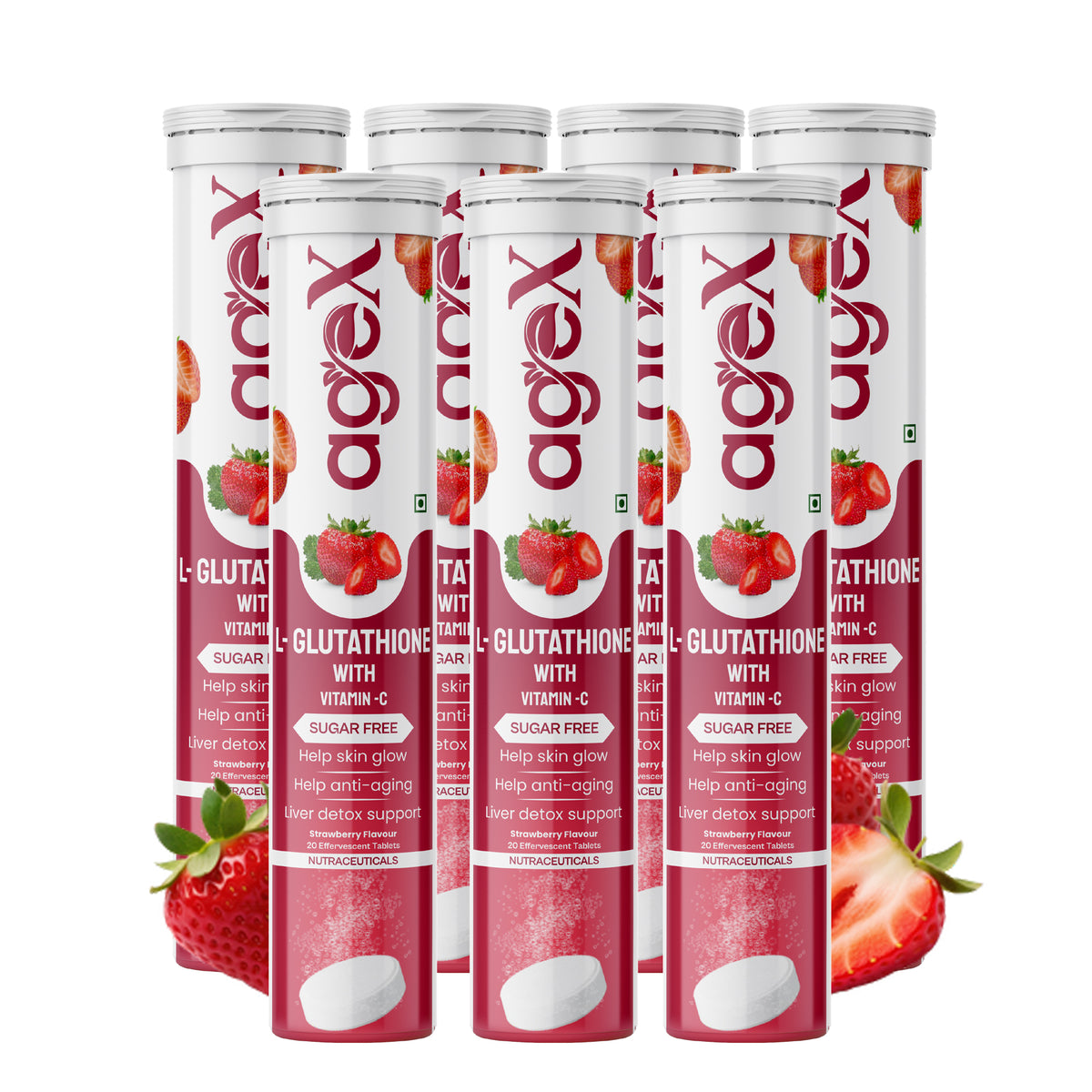 AgeX L-Glutathione 500mg + Vitamin C Tablets - Skin Brightening