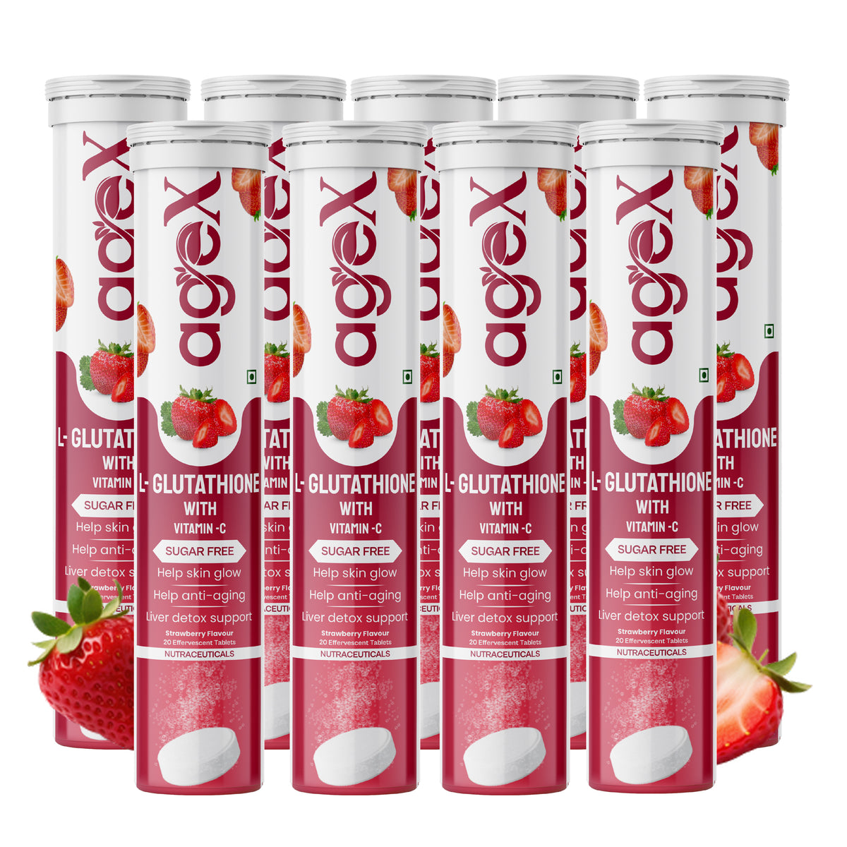 AgeX L-Glutathione 500mg + Vitamin C Tablets - Skin Brightening