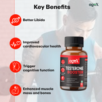 AgeX Natural Testosterone Booster Capsules with Tongkat Ali, Fenugreek & L-Arginine for Stamina, Strength & Male Vitality – 60 Vegetarian Softgels