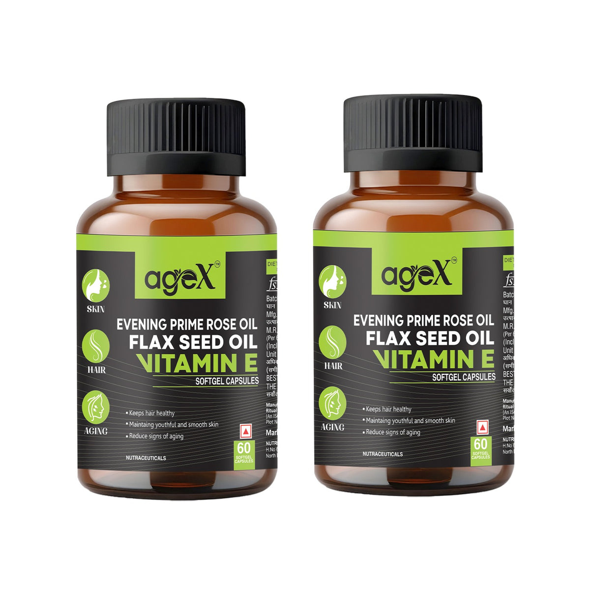 Vitamin E + Evening Prime Rose Oil + Flex Seed oil Softgel Capsules