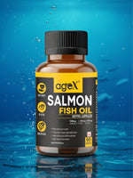 AgeX Omega-3 Fatty Acid 60 Softgel Capsules – 180 mg EPA + 120 mg DHA | Heart, Brain, and Joint Health | Pure Salmon Fish Oil for Men & Women