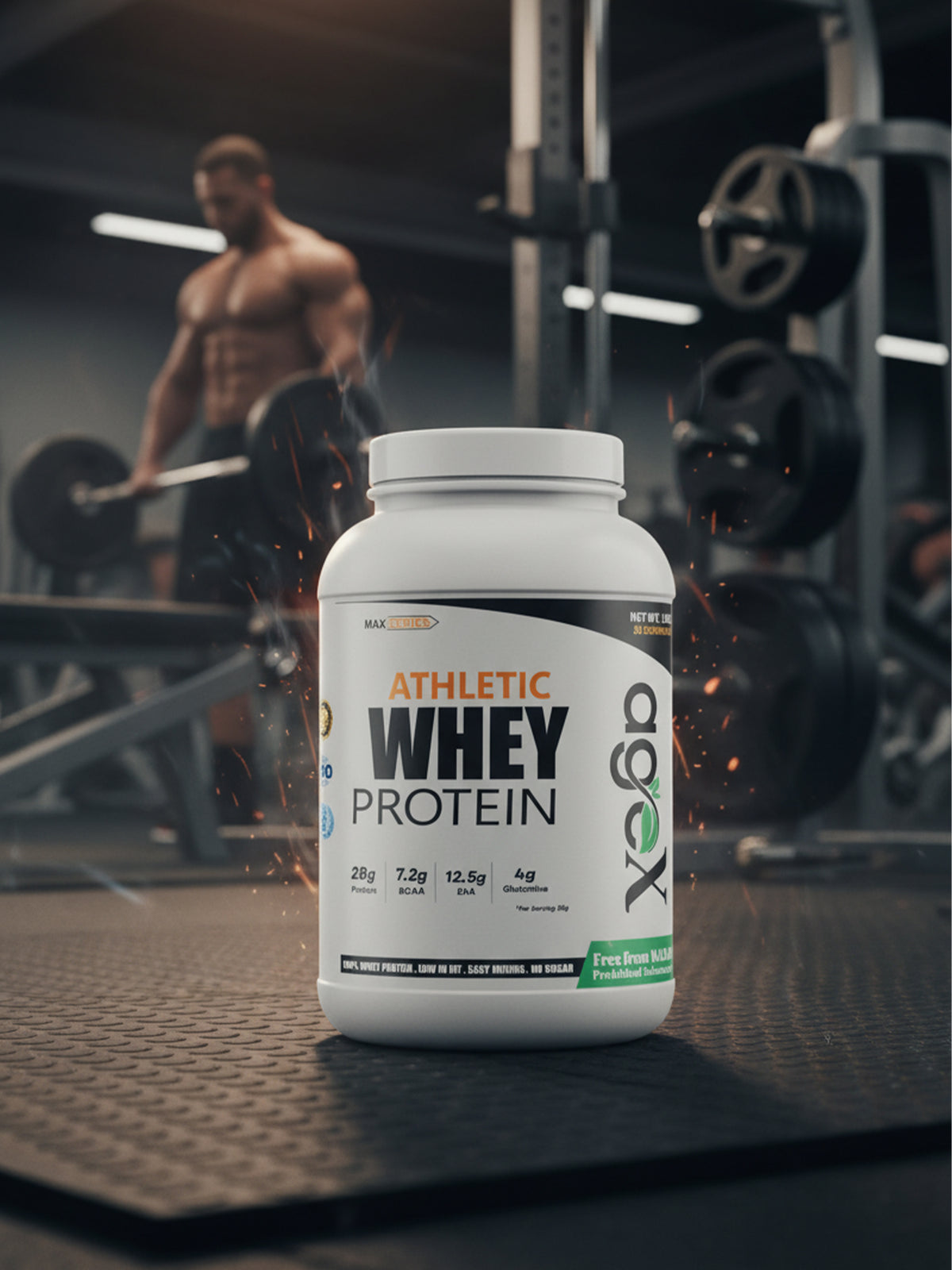 100% Pure AgeX Athletic Whey Protein: A premium whey protein isolate ,Protein 28g, 12.5 g EAA, with probiotic enzymes for Repair, building lean muscle & weight management | About 28 servings per container| Net Wt. 1Kg