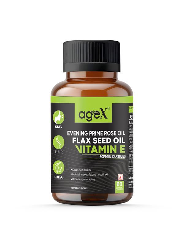AgeX Vitamin E, Flaxseed & Evening Primrose Oil – Skin & Wellness Support