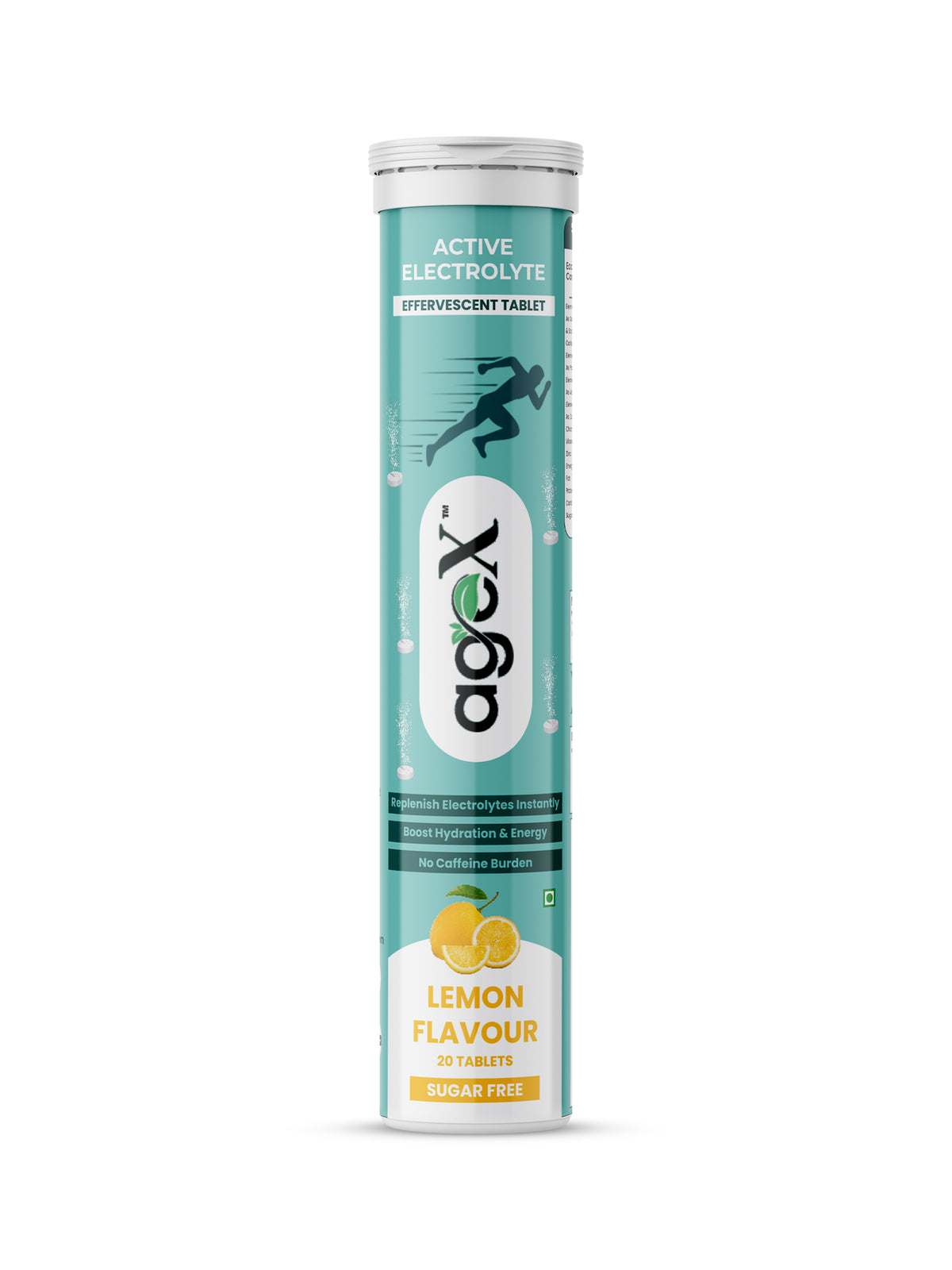 AgeX Active Electrolyte Tablets, Lemon Flavour, Sugar-Free, 20 Effervescent Tablets
