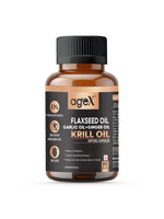 AgeX Flex Power Capsules: Flax Seed, Garlic, Ginger & Krill Oil - 60 Softgel Capsules | Nutritional Powerhouse for Vitality and Well-being | Immunity Boosters, Heart Health Supplement for Adults Men & Women